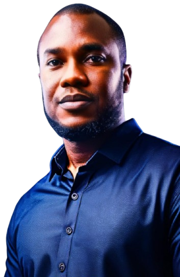 seun odiase wearing a blue shirt